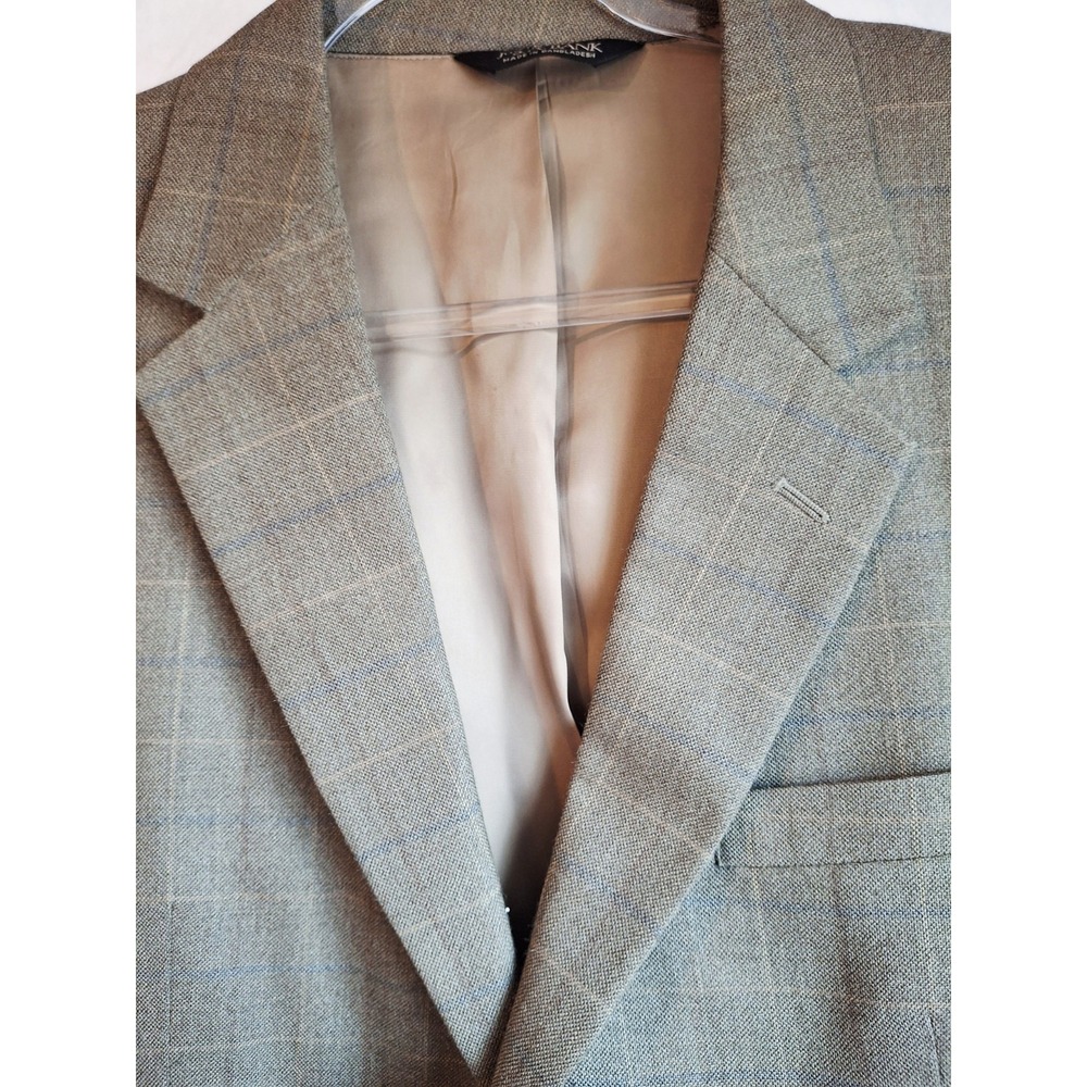 Jos. A Bank 44R Brown Silk Wool Windowpane Mens Blazer Suit Jacket Sport Coat